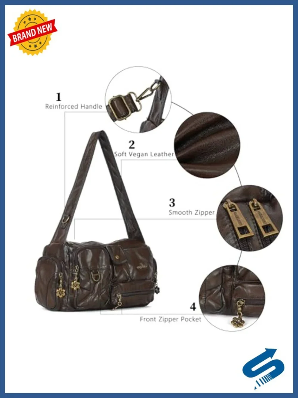 Vintage Hobo Shoulder Bag for Women, Small Crossbody with Adjustable Strap,
